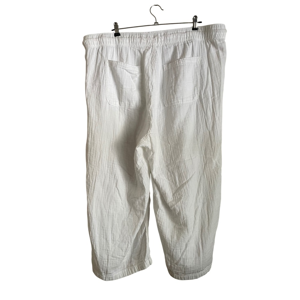Old Navy 3X White Cotton Gauzy Wide Leg Pull On Pants Coastal Stretch Beachy - Picture 8 of 10